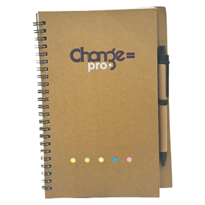 Bloc de notas Kraft con logotipo personalizado con bolígrafo, notas adhesivas, cuaderno Eco Kraft, blocs de notas impresos personalizados con bolígrafo - Product Image 1