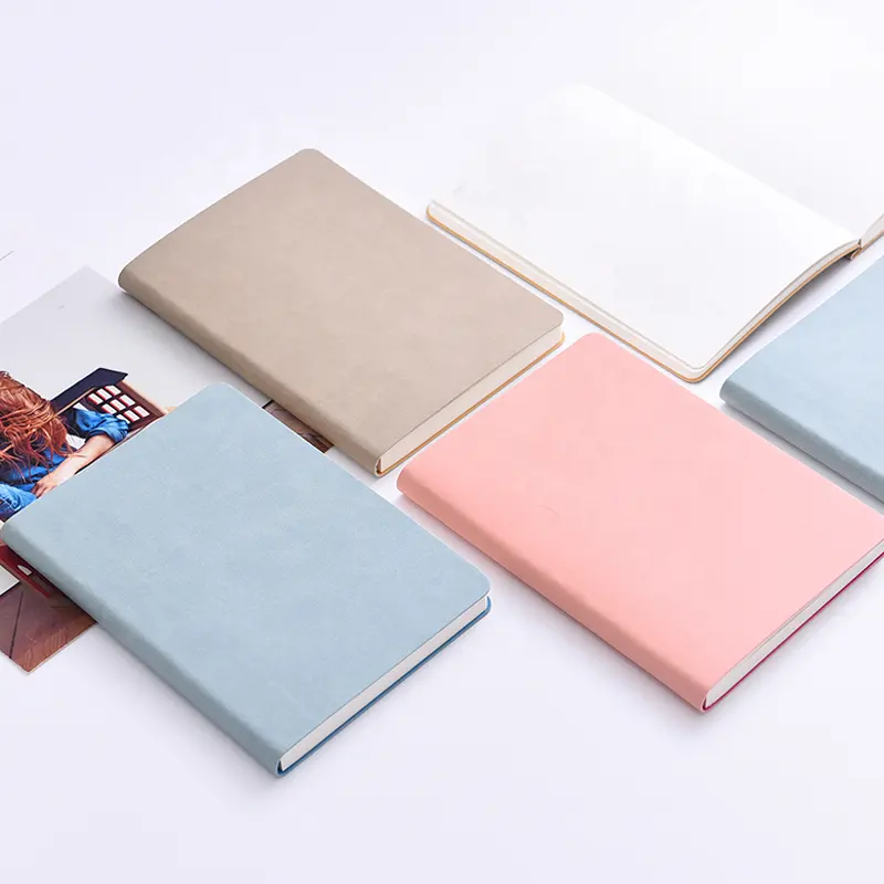 Luxe Custom Soft Cover A5 Leer Notepad Aangepaste Reliëf Logo Pu Notebook