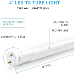 18W T8发光二极管管灯4英尺A & B型6000K即插即用，适用于仓库8英尺和2英尺选项 - Product Image 3