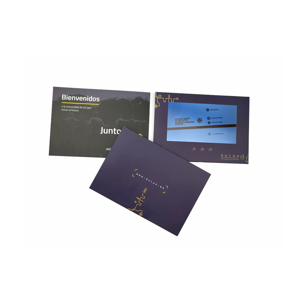 Ben progettato regali di branding marketing schermo lcd 7 pollici biglietti di auguri con libro business mailer brochure video