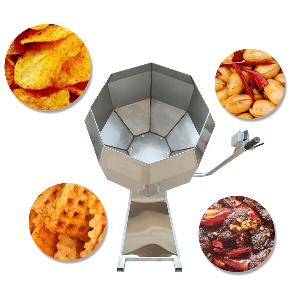 Di alta qualità OEM facile funzionamento tamburo di polvere secca alimentazione fritta cibo soffiato Snack spezie aromatizzanti arachidi condimenti macchina di miscelazione