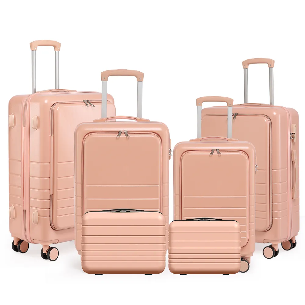 Custodia personalizzata con Trolley da viaggio borsa da viaggio ABS custodia rigida leggera con borsa apribile apribile set bagagli