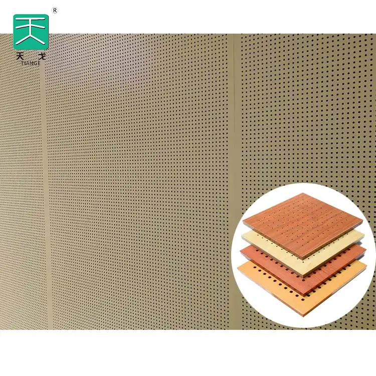TianGe Auditorium 2x4 Azulejos de pared y techo Pantalla de tablero Mgo Absorción a prueba de sonido Panel acústico perforado de madera