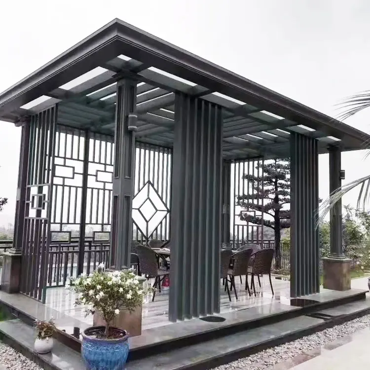 알루미늄 태양 지붕 테라스 pergola로 만든 맞춤형 알루미늄 금속 야외 파빌리온 현대 정원 전망대
