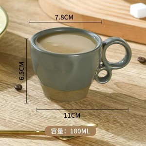 L环保饮料咖啡杯陶瓷浓缩咖啡杯套装，带手柄储存咖啡杯，用于咖啡和茶浓缩咖啡机 - Product Image 4