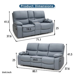 أثاث أريكة Geeksofa حركة يدوية جلدية حديثة مع وحدة التحكم وطاولة قابلة للطي لأسفل لغرفة المعيشة - Product Image 6