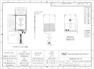 Polcd piccolo 2.8 pollici 240x320 14pin RTP pannello tattile resistivo SPI interfaccia ST7789V 2.8 "IPS TFT modulo LCD - Product Image 6