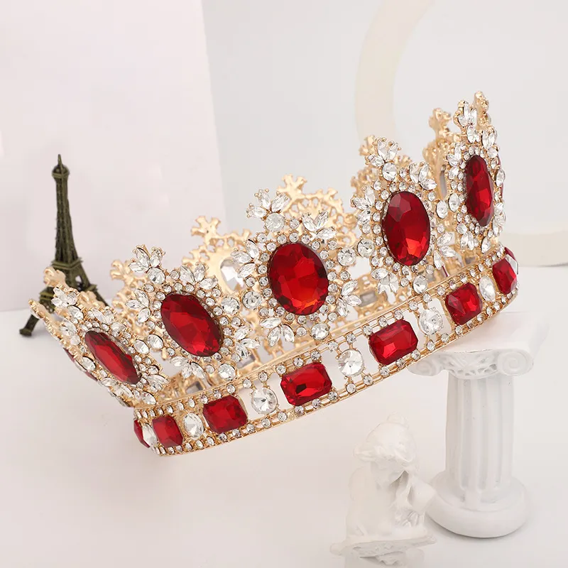 Couronne de diamant rond Europe Amérique Coiffes Rétro Couronnes Accessoires de cheveux de mariage Diadèmes de princesse en strass pour filles