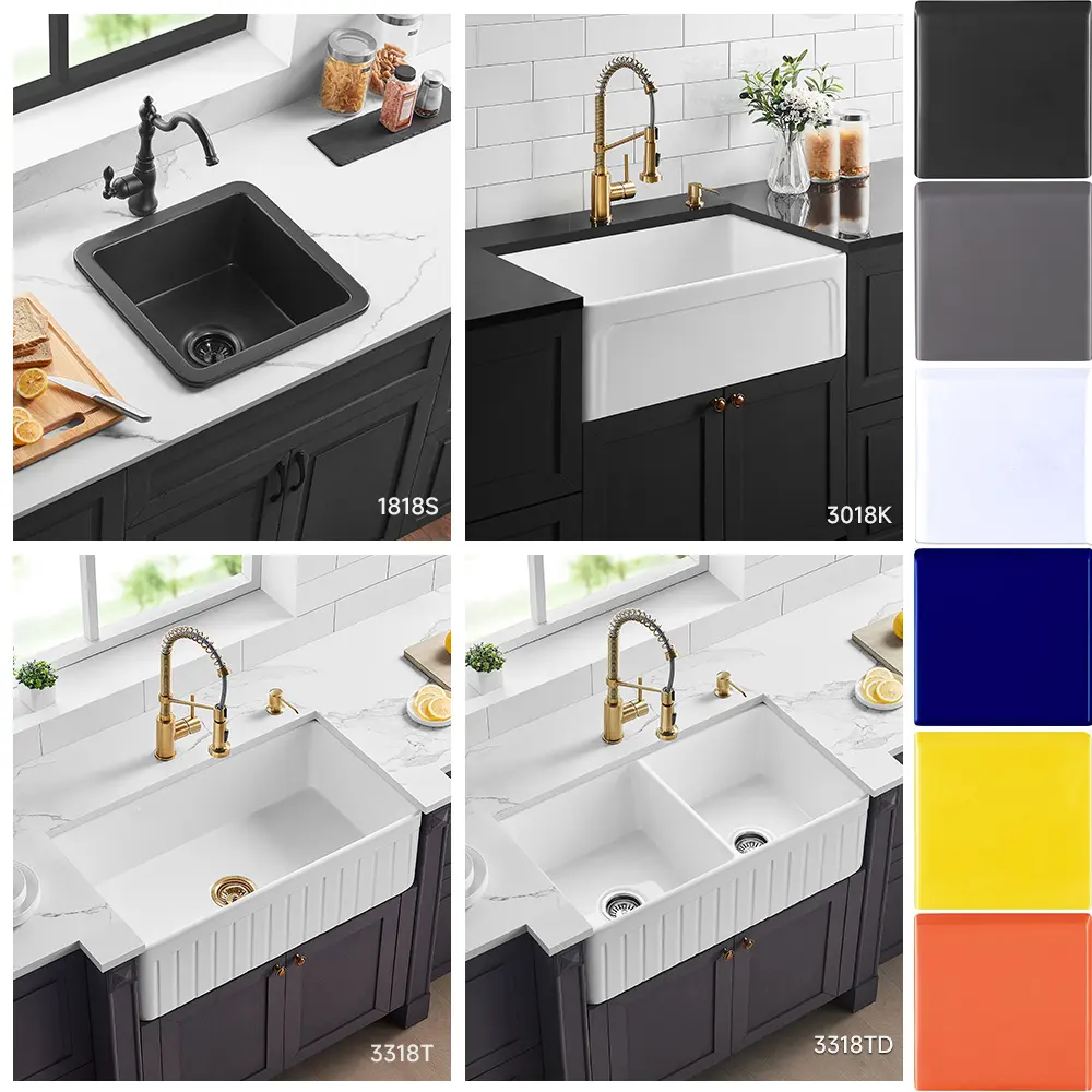 White 30 inch fireclay undermount kitchen sink undermount apron front 24"fireclay farm sink black kitchen sink