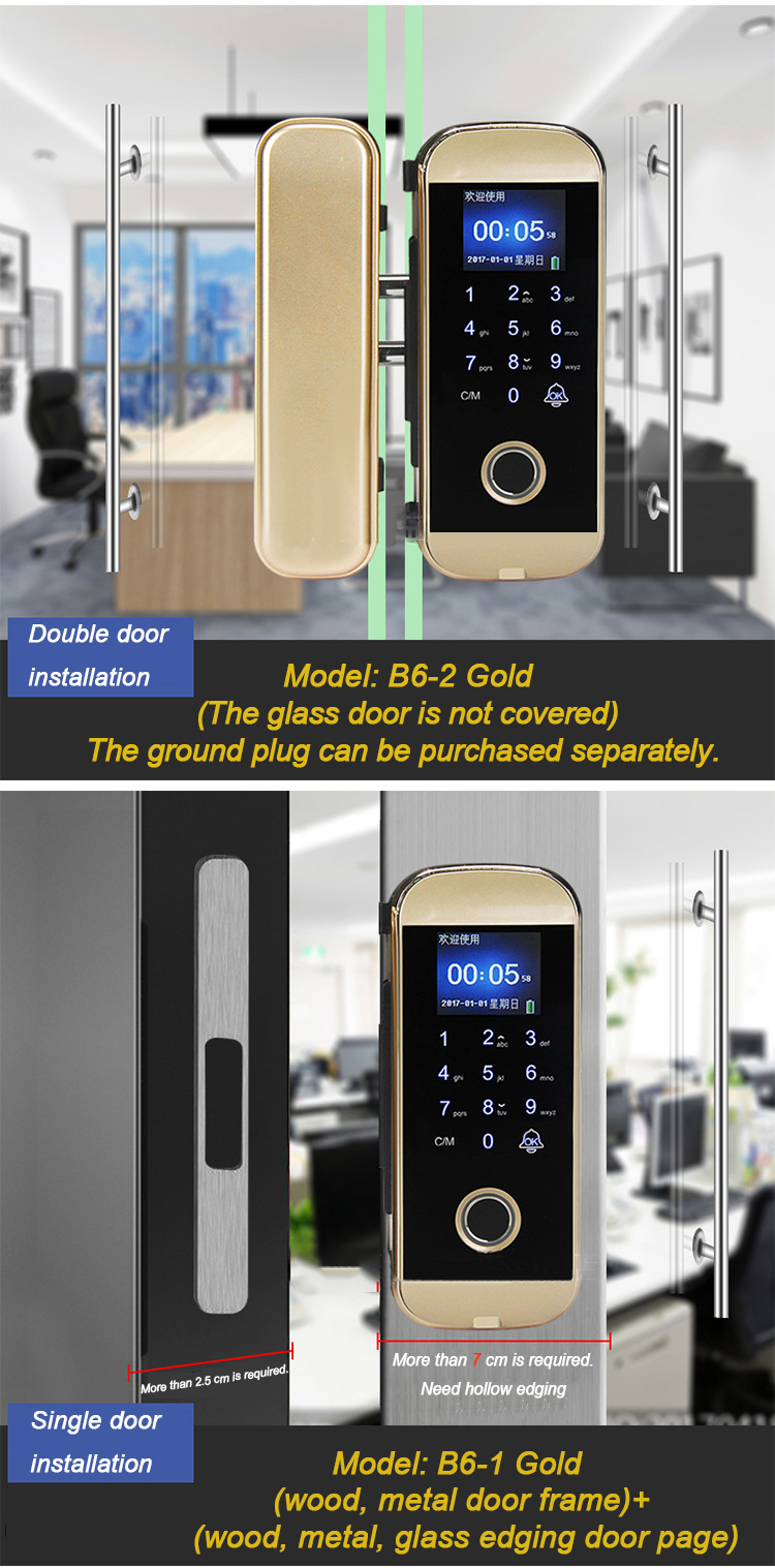 Smart glass door fingerprint lock password APP digital data entry from home lock 2022 digital lock guangdong candado inteligente