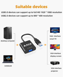 USB to <strong>VGA</strong> High-definition Connection Cable USB 3.0 to <strong>VGA</strong> Computer Monitor Screen Interactive Adapter Cable