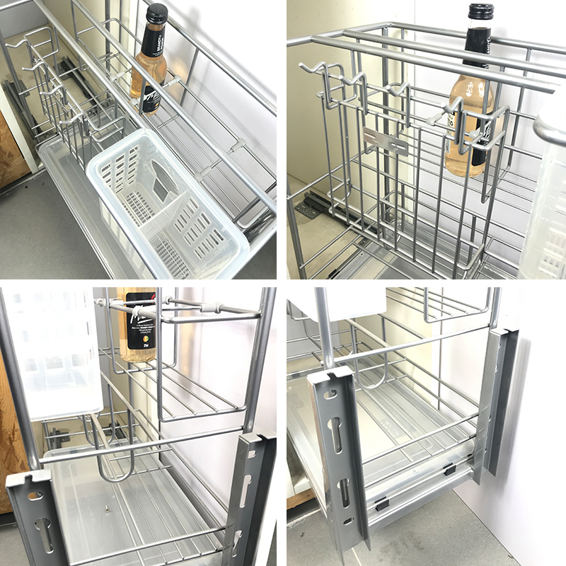 200 300 350 400 450 mm Kitchen Storage Chromed Stainless Steel Pull Out Rack Wire Seasoning Baskets
