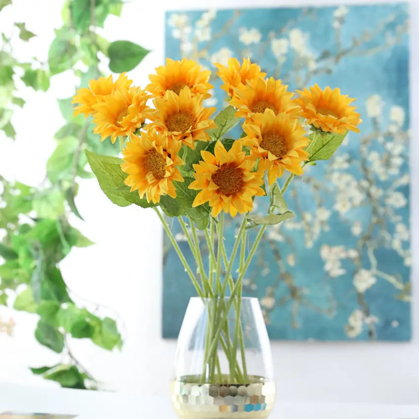 Factory Supplier Many Colors Artificial Sunflower Decoration Flowers Single Stem Artificial Sunflower 11 Colors 7-15 Days XF