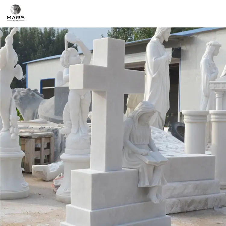 Марсстон завод по низкой цене белый надгробный камень черный мрамор памятник надгробная плита для мемориальной статуи Ангела