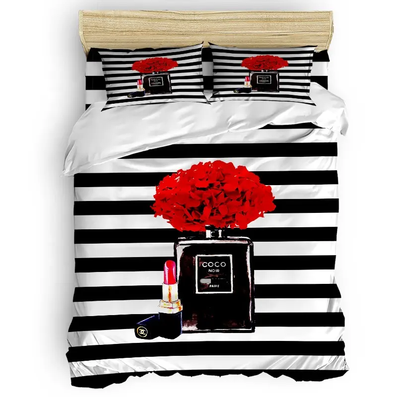 Setelan sarung duvet desainer tempat tidur mewah cetak kustom untuk tempat tidur queen king