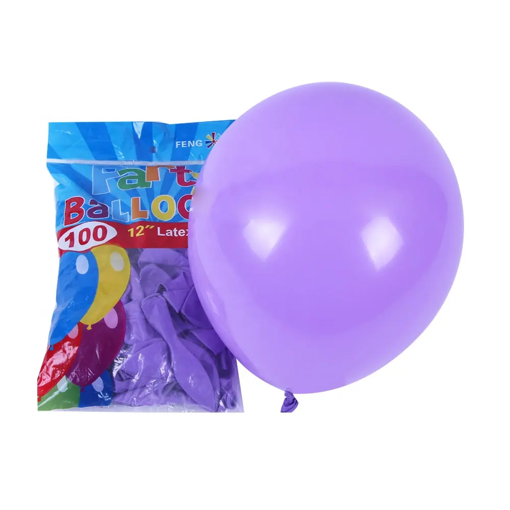 100pcs 12" Hebei Funny Surprise Party Supplies Standard Color Ballon Party Strong Latex Rubber Violet Rainbow Mix Colors Balloon