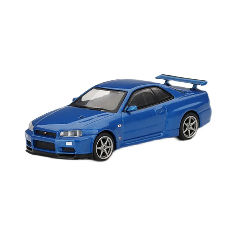 MINIGT Diecast Model Mobil Skala 1:64 Skyline GTR R34 V-spec II Mobil Logam Paduan