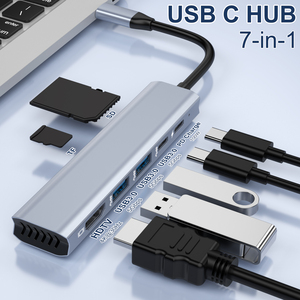 新设计7合1 USB3.0 SD TF DP集线器7端口迷你转换器笔记本电脑坞站USB C集线器 - Product Image 3