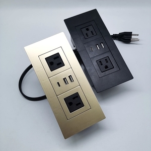 Flush <strong>Mounted</strong> Office Furniture Desktop Power Usb Recessed Rectangular <strong>UK</strong> Power Outlet Socket /office Desk US Power Panel Socket - Product Image 2