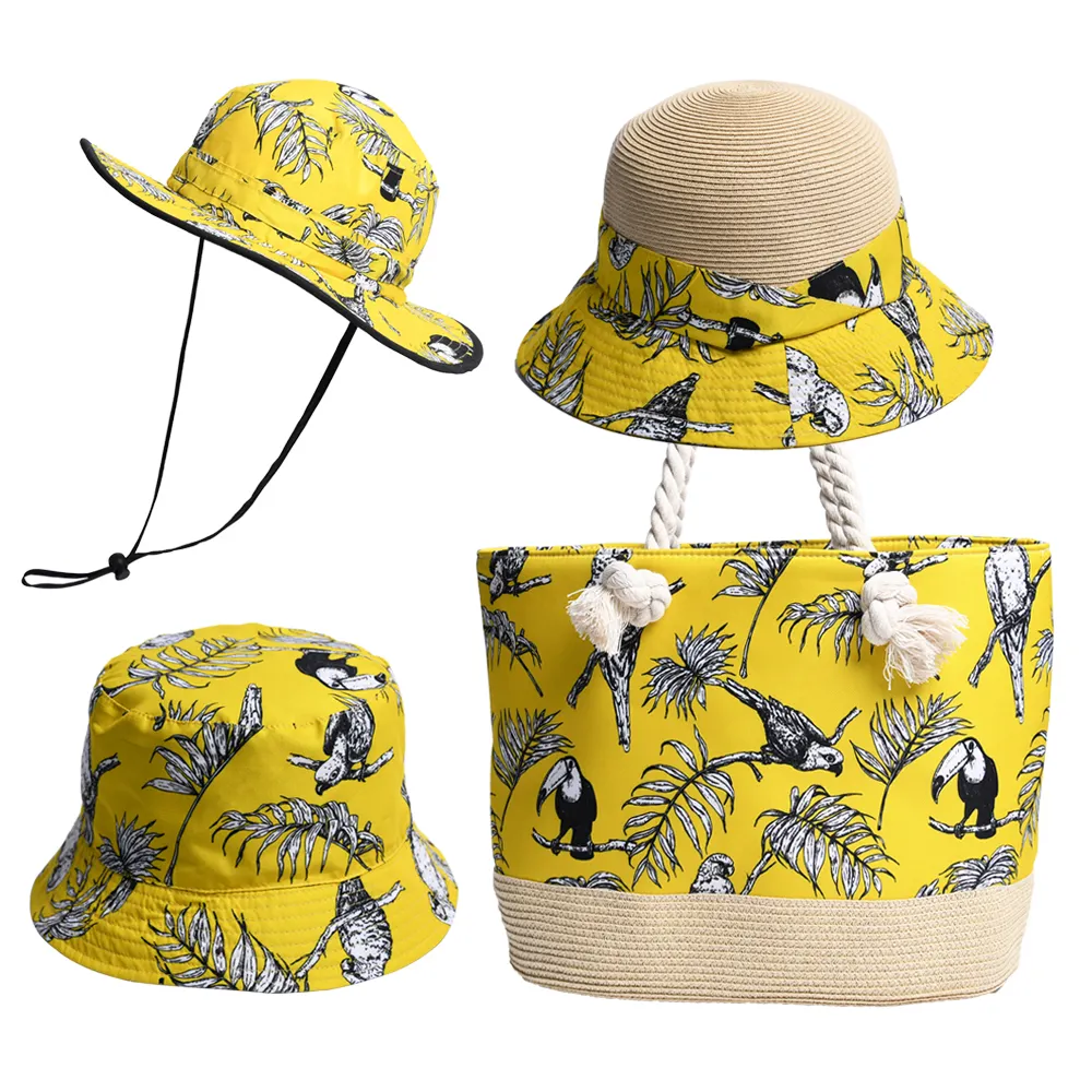 2021 JAKIJAYI cappello da pescatore da donna in stile tropicale all'ingrosso di colore giallo e cappello da baseball