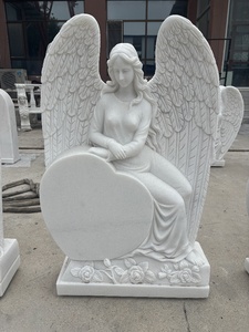 Высококачественный индивидуальный памятник кладбища натуральный белый мрамор ручной работы резьба Европейский Ангел надгробие - Product Image 6