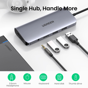 <strong>USB</strong> C HUB 10 in 1 <strong>USB</strong> Type C <strong>to</strong> HDMI 4K for UGREEN <strong>USB</strong> <strong>3.0</strong> <strong>VGA</strong> PD 3.5mm Full Function HUB for MacBook/Pro/Air iPad Pro <strong>USB</strong> C HUB - Product Image 6