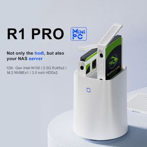OEM 12th Gen N100 2-Bay NAS Mini PC R1 PRO 2x 2,5G Router Network Storage Media Server Private Cloud Disk Station