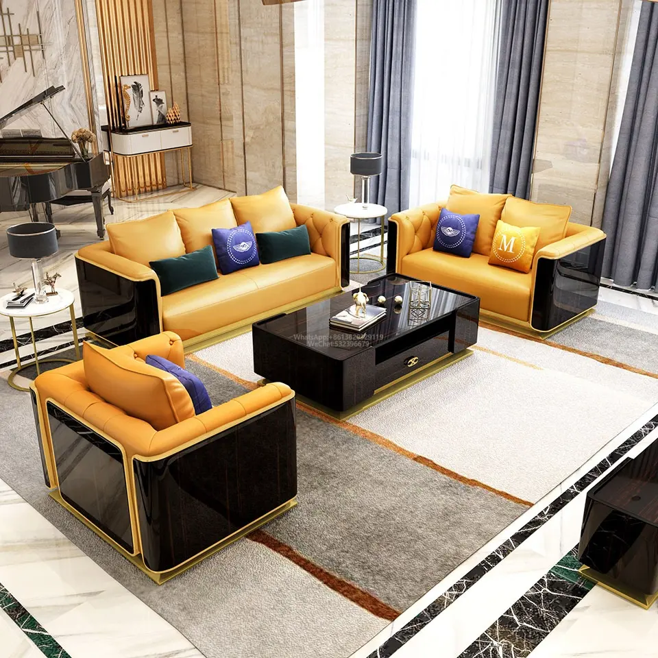 Mobiliário Home High-End do sofá italiano luxuoso moderno do couro do desenhador para a personalização do quarto de jantar e da sala de estar para o Villa