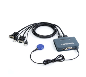 最佳新2端口HDMI兼容VGA DVI KVM开关键盘鼠标USB 2.0共享切换器分路器盒，带遥控器USB电缆 - Product Image 1