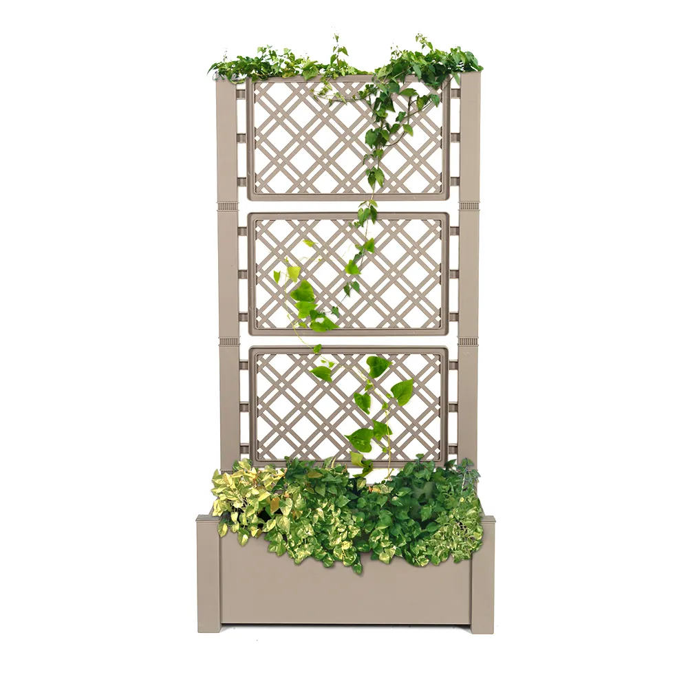 Scatole per fioriere da giardino rialzate rettangolari con fiori di verdure in plastica facili da montare
