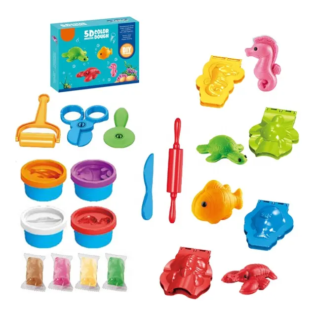 Educational Diy Toys Ocean Animal Mold Clay 5D Playdough For Kids