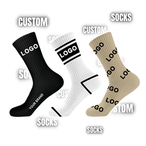 Kaus kaki Custom uniseks bordir Logo lucu kaus kaki olahraga mode katun desain lucu kaus kaki datar pria - Product Image 1