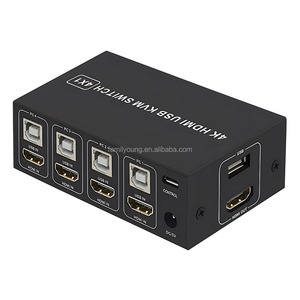 多機能4K @ 60Hz HD-MI KVMスイッチボックス4ポートUSBKVMスイッチ4 in 1 OutラップトップPCシェアモニタープリンターキーボードマウス - Product Image 3