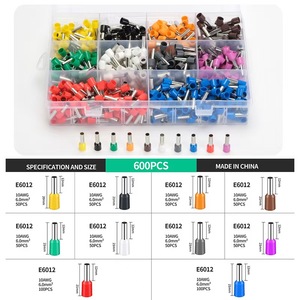 600ピース/箱E6012 VEチューブ圧着端子コールドプレス真鍮ターミナル自動車用6.0mm ² ワイヤー6.0mm ² ワイヤーチューブタイプ端子 - Product Image 2
