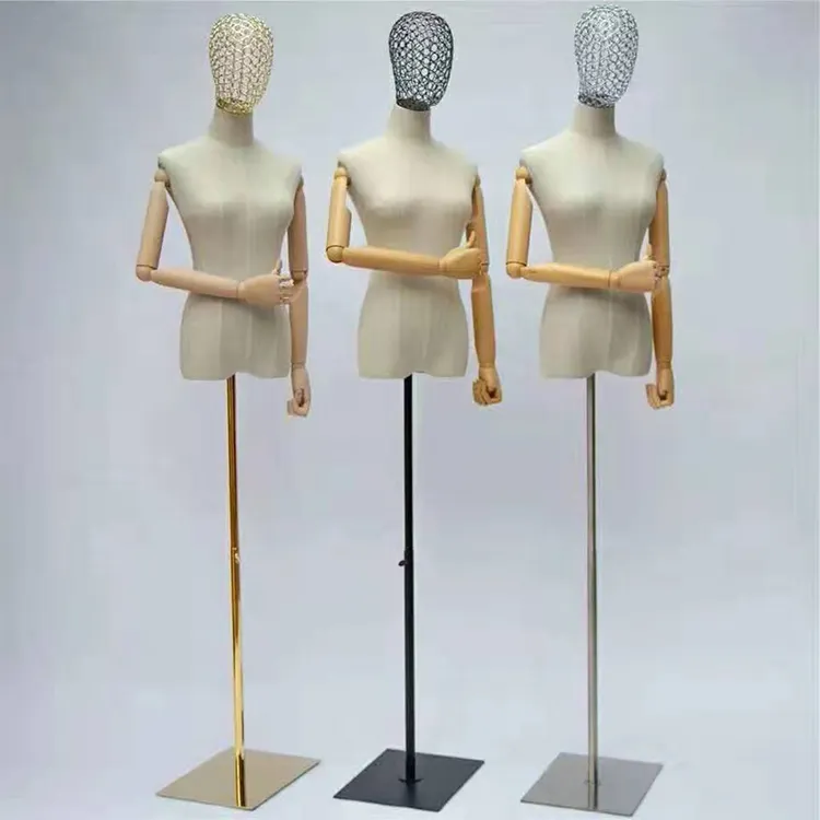 الراقية الحديد سلك البلاستيك نصف الجسم نموذج الإناث خياط الخياطة المعرضة الجذع
