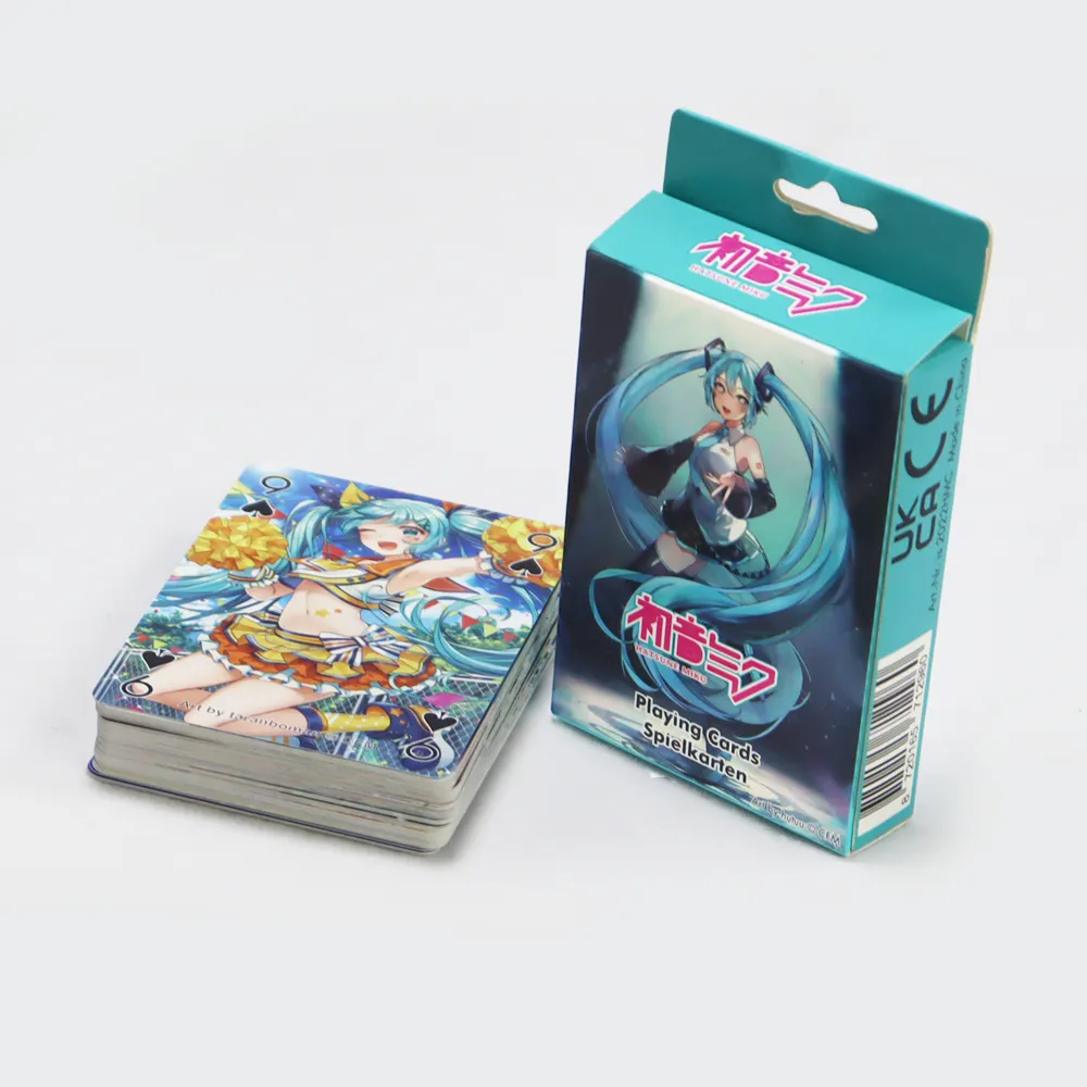 Fabricación de personajes clásicos de Anime Poker Deck personalizado impreso centro comercial venta colección de naipes con caja