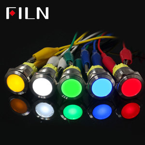 Impermeabile IP67 Metallo LED di Avvertimento Indicatore luminoso di Segnale Lampada Pilota push button switch Filo 3V 5V 12V 220v a scatto momentaneo - Product Image 1