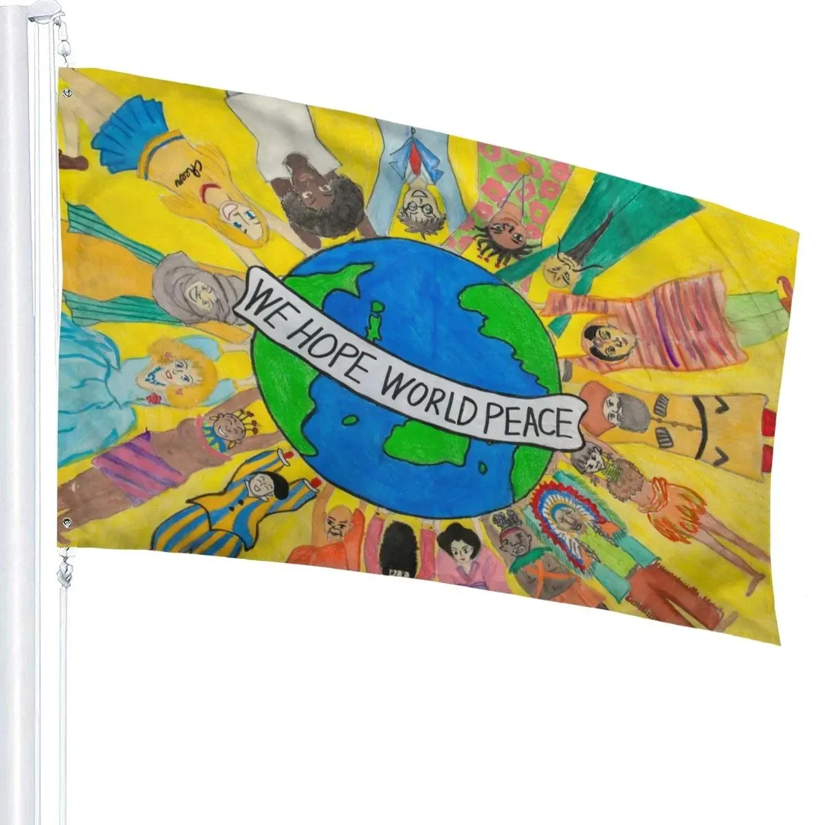 Huiyi World Peace Flags promotion Banner Outdoor Hanging Custom 3x5ft World Friendship Flag