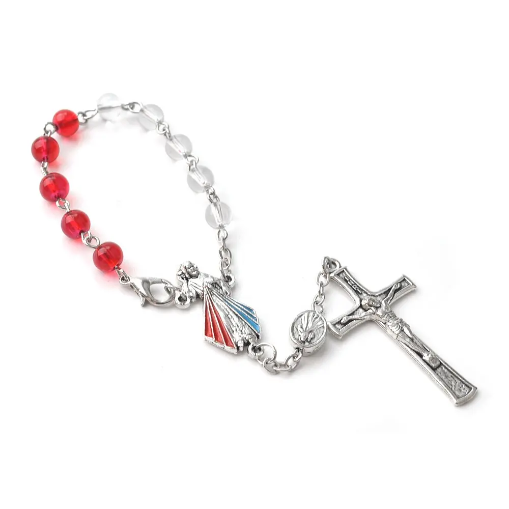 Mercy Jesus Catholic Rosary Decade Chain Rosary 6mm Glass Beads Religious Bracelet