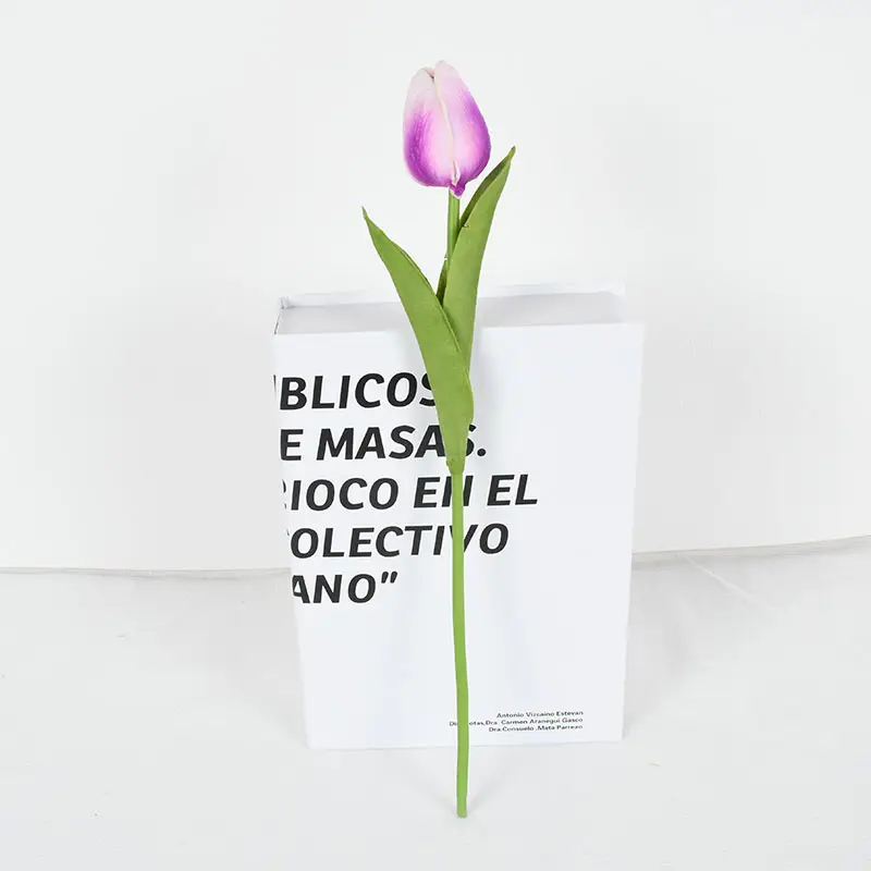 Venta al por mayor de jabón Artificial realista, Artificial tulipán, flores lilas y moradas, tulipán de tacto Real para la decoración del hogar, decoración de bodas