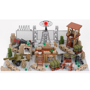 Modelos militares en miniatura Centro de comando táctico Defensa Bunker Escena Juego de construcción Placa base Campamento del ejército Juguete Bloque de construcción