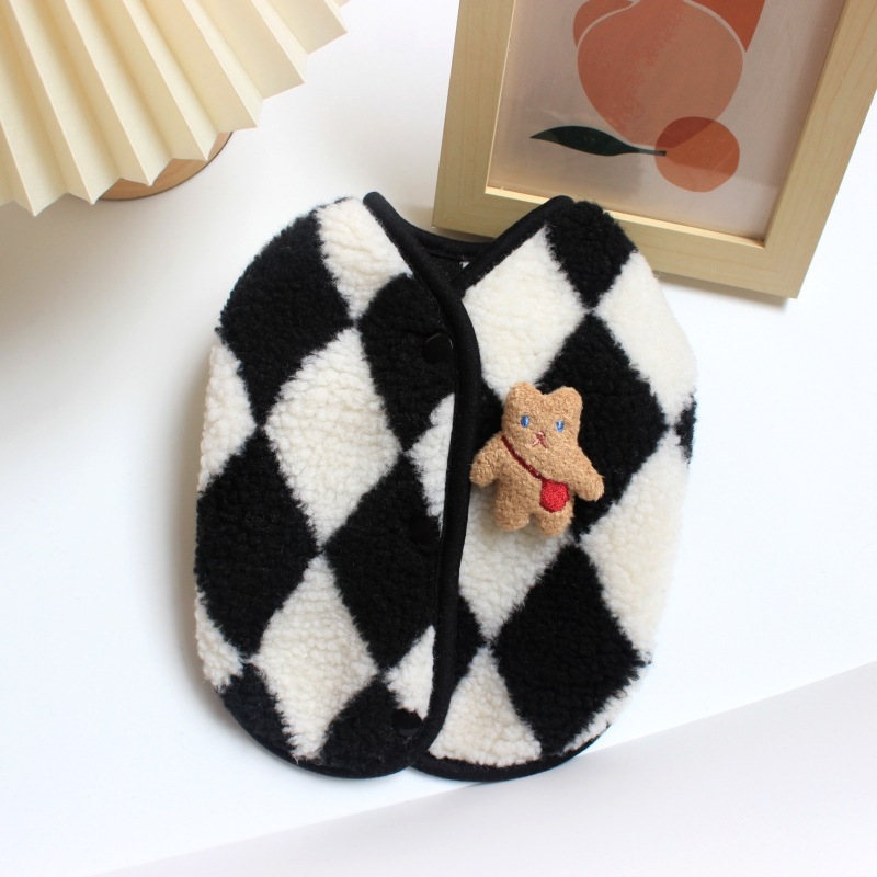 Cardigan à carreaux diamant YP - Carreaux noirs