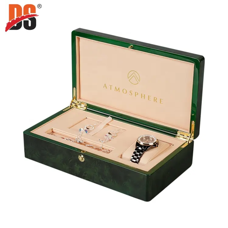 Parlak özelleştirilmiş toptan Burl kaplama hediye mücevherat İzle kutu ambalaj ahşap kutu