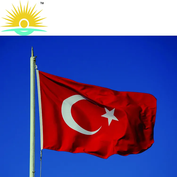 أعلام تركية مخصصة أشعة الشمس 3 × 5 أقدام شعار أحمر أبيض قمر نجوم علم تبادل يد التلويح سيارة دول تركيا العلم