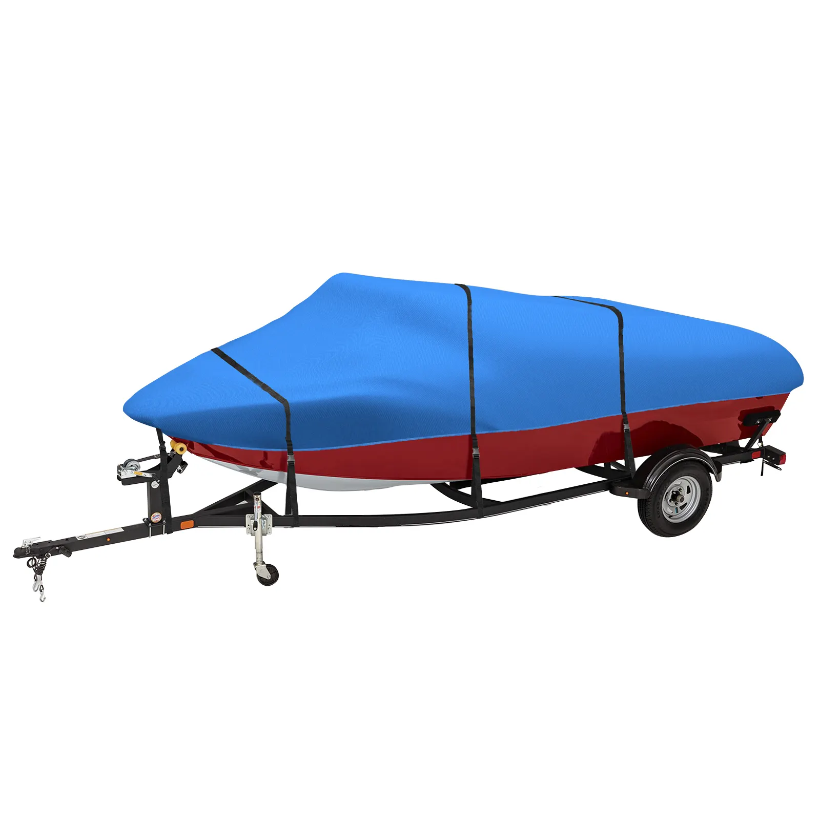 Housse de bateau de 14 à 16 pieds, Oxford 600D résistant aux UV avec revêtement PU imperméable, convient à la coque en V, à la tri-coque, au bateau de pêche, au runabout