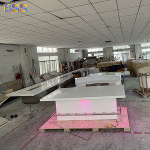 Long Rectangle <strong>Counter</strong> <strong>Height</strong> Office <strong>Table</strong> White Corian Bar <strong>Table</strong> Tall Meeting Office Desk <strong>Table</strong> with Led Light - Product Image 6