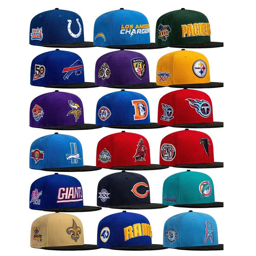 Personalizado 3D bordado 6 Panel nuevo ala plana sombreros ajustados para los hombres de alta calidad deporte Vintage gorras de béisbol Gorras Snapback gorras