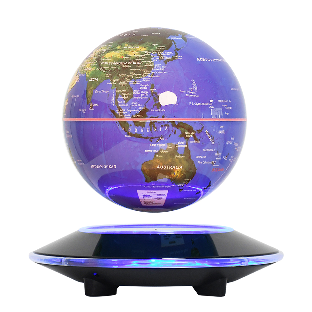 Base noire - Éclairage couleur globe bleu foncé