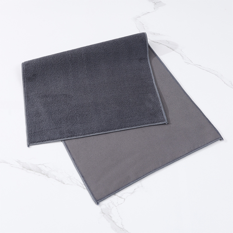 Suède + Polaire Corail, Gris Double Face