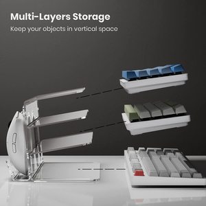 Space Saving Transparent 3-Layer Desktop <strong>Mouse</strong> Bevel Storage Rack Tray Acrylic <strong>Computer</strong> <strong>Keyboard</strong> Stand With <strong>Controller</strong> Holder - Product Image 5